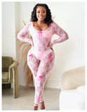 Pink Print Jumpsuit